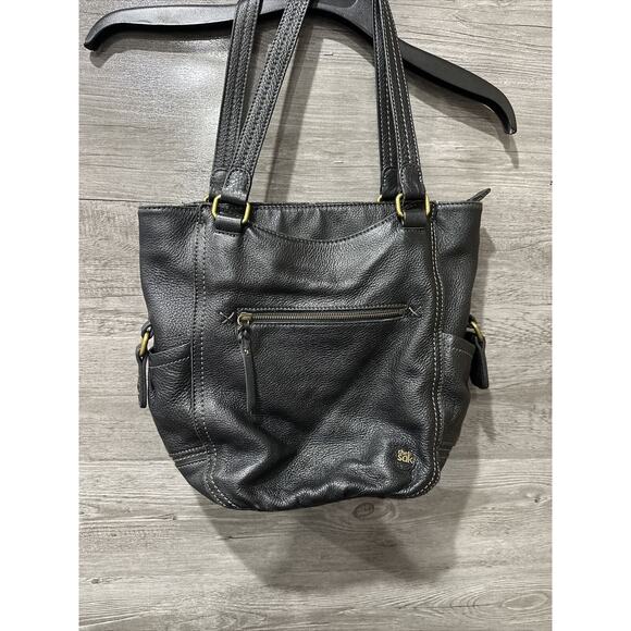 The Sak Black Pebbled Leather Shoulder Bag Purse Tote - Picture 1 of 11